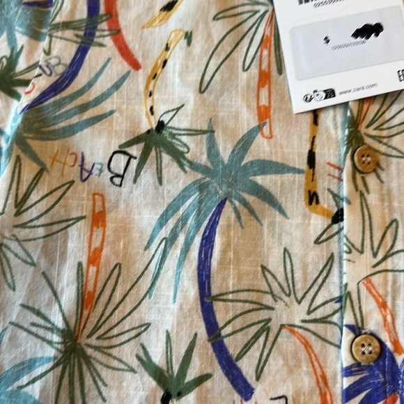Zara Boys 2-3 years Shirt Short Sleeve Button Front aloha  Hawaiian shirt nwt - Picture 3 of 7